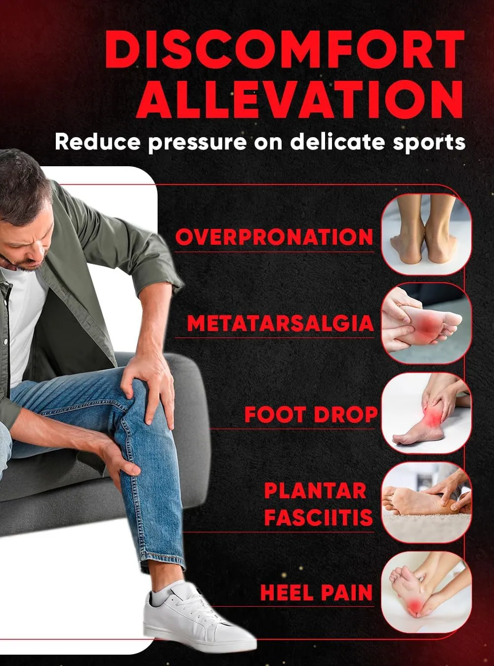 (2025) Premium High Arch Insoles for Ultimate Support - Plantar Fasciitis - Comfort for Foot Pain Relief - Anti-Fatigue - Orthotic Shoe Sole Inserts Men Women Standing All Day (Burgundy, L)