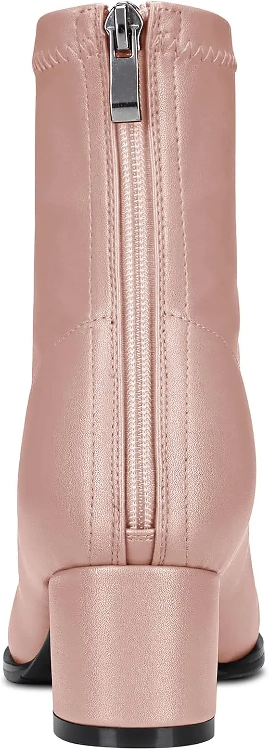 Aachcol Women Ankle Boots Short Bootie Close Round Toe Chunky Block Mid Heel Matte Zipper Shopping 2 Inch