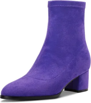 Aachcol Women Ankle Boots Short Bootie Close Round Toe Chunky Block Mid Heel Matte Zipper Shopping 2 Inch