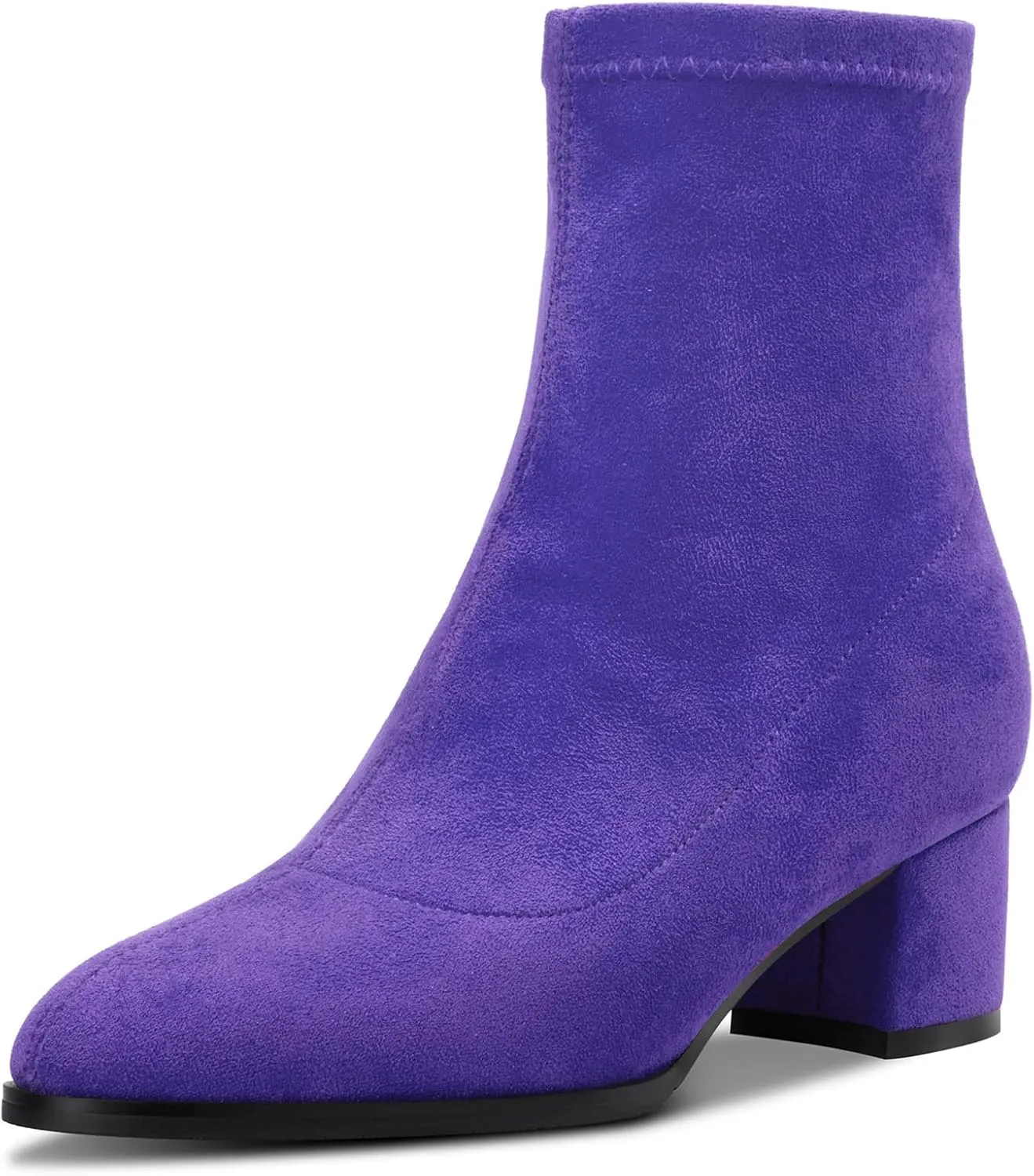 Aachcol Women Ankle Boots Short Bootie Close Round Toe Chunky Block Mid Heel Matte Zipper Shopping 2 Inch