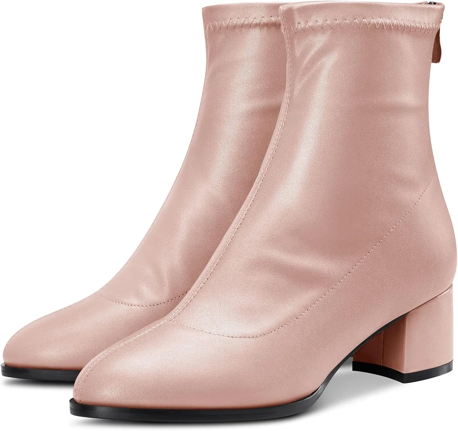 Aachcol Women Ankle Boots Short Bootie Close Round Toe Chunky Block Mid Heel Matte Zipper Shopping 2 Inch