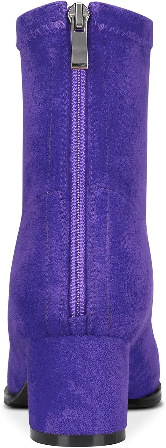 Aachcol Women Ankle Boots Short Bootie Close Round Toe Chunky Block Mid Heel Matte Zipper Shopping 2 Inch