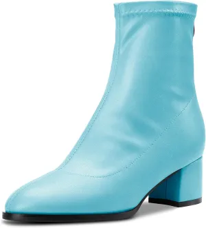 Aachcol Women Ankle Boots Short Bootie Close Round Toe Chunky Block Mid Heel Matte Zipper Shopping 2 Inch