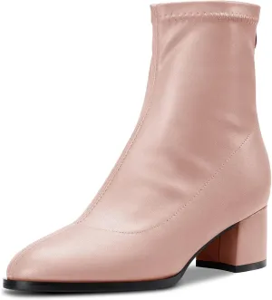 Aachcol Women Ankle Boots Short Bootie Close Round Toe Chunky Block Mid Heel Matte Zipper Shopping 2 Inch