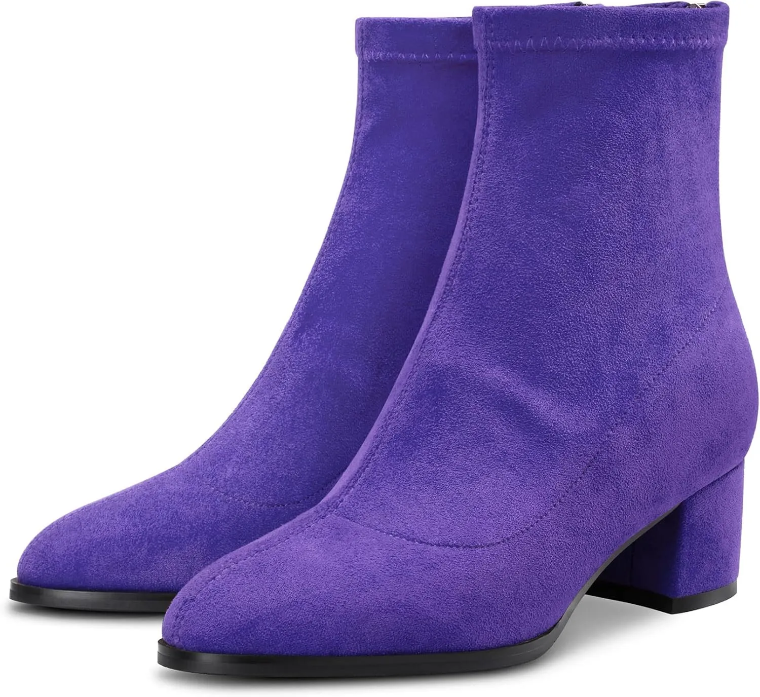 Aachcol Women Ankle Boots Short Bootie Close Round Toe Chunky Block Mid Heel Matte Zipper Shopping 2 Inch