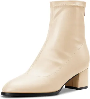 Aachcol Women Ankle Boots Short Bootie Close Round Toe Chunky Block Mid Heel Matte Zipper Shopping 2 Inch