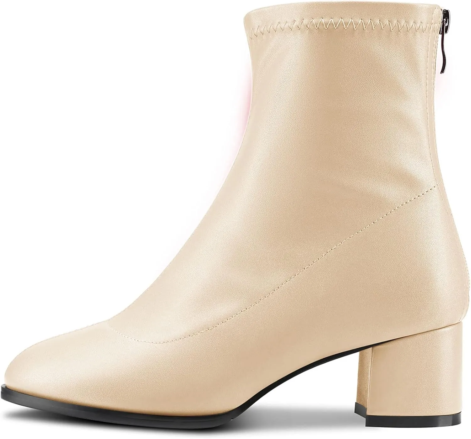 Aachcol Women Ankle Boots Short Bootie Close Round Toe Chunky Block Mid Heel Matte Zipper Shopping 2 Inch