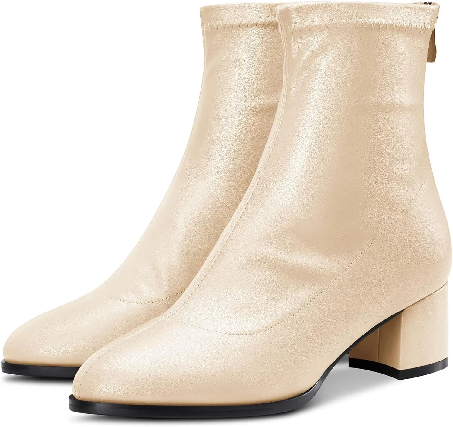Aachcol Women Ankle Boots Short Bootie Close Round Toe Chunky Block Mid Heel Matte Zipper Shopping 2 Inch