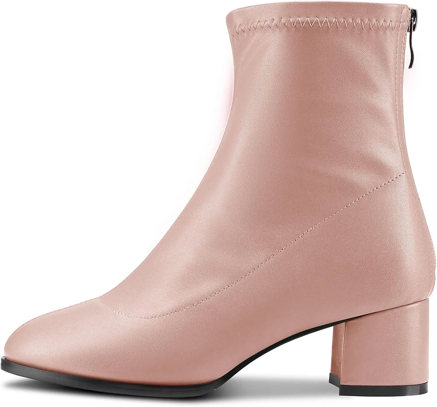 Aachcol Women Ankle Boots Short Bootie Close Round Toe Chunky Block Mid Heel Matte Zipper Shopping 2 Inch