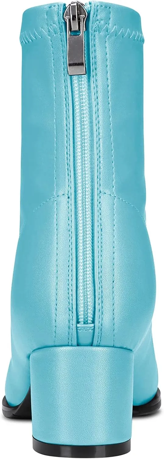 Aachcol Women Ankle Boots Short Bootie Close Round Toe Chunky Block Mid Heel Matte Zipper Shopping 2 Inch