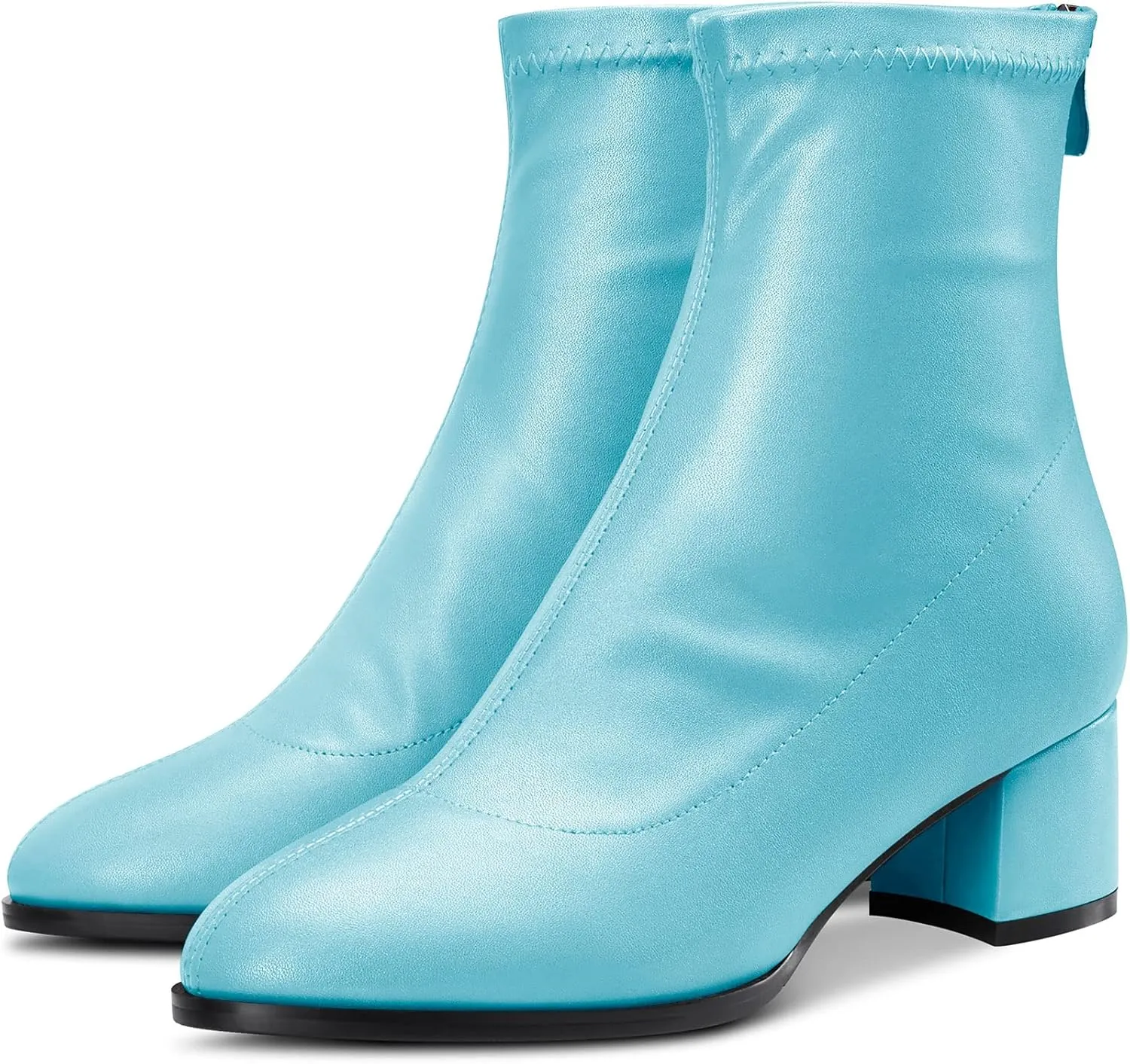Aachcol Women Ankle Boots Short Bootie Close Round Toe Chunky Block Mid Heel Matte Zipper Shopping 2 Inch