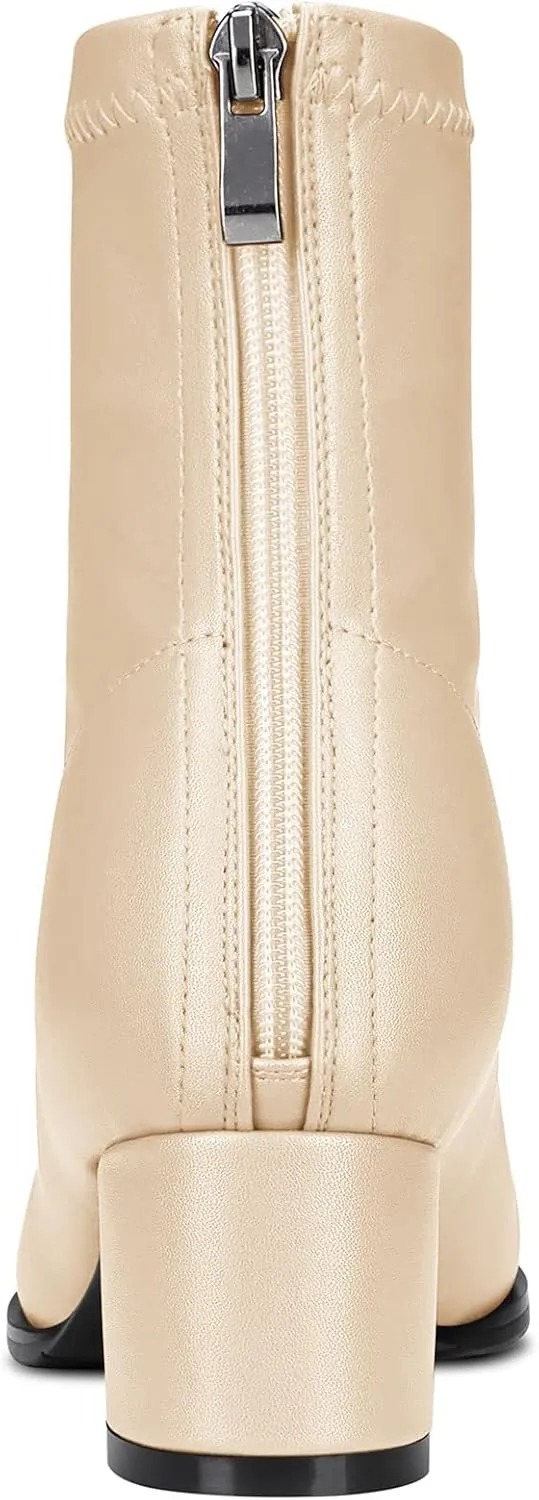 Aachcol Women Ankle Boots Short Bootie Close Round Toe Chunky Block Mid Heel Matte Zipper Shopping 2 Inch