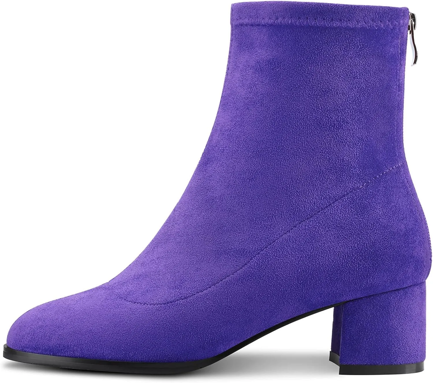 Aachcol Women Ankle Boots Short Bootie Close Round Toe Chunky Block Mid Heel Matte Zipper Shopping 2 Inch