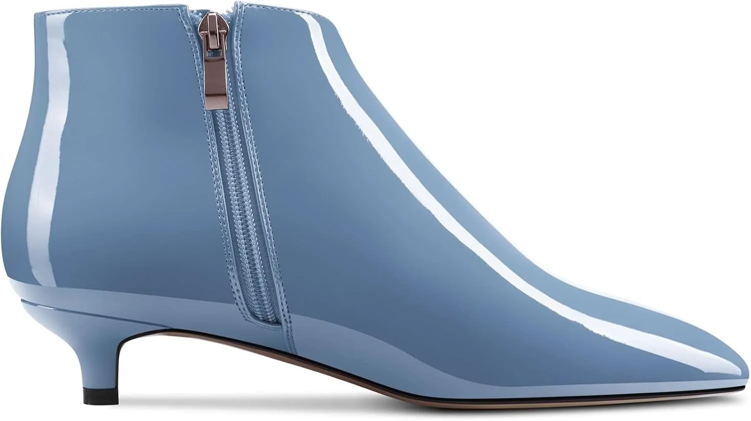 Aachcol Women Ankle Boots Short Bootie Pointed Toe Low Kitten Heel Patent Zipper Dress Shoes 1.5 Inch