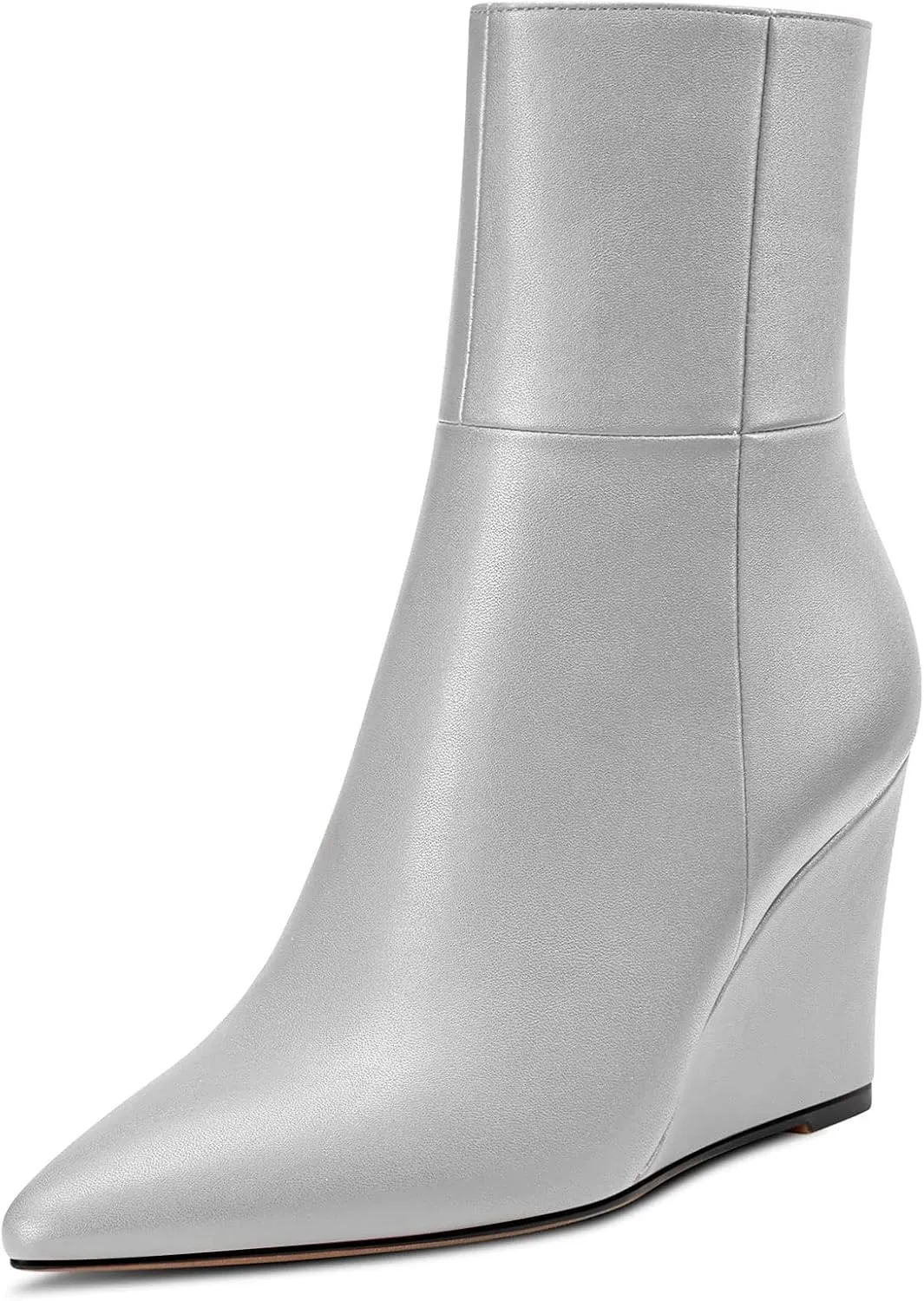 Aachcol Women Ankle Boots Short Bootie Wedge Close Pointed Toe Chunky Block Mid Heel Dress Shoes Matte Zipper 2 Inch