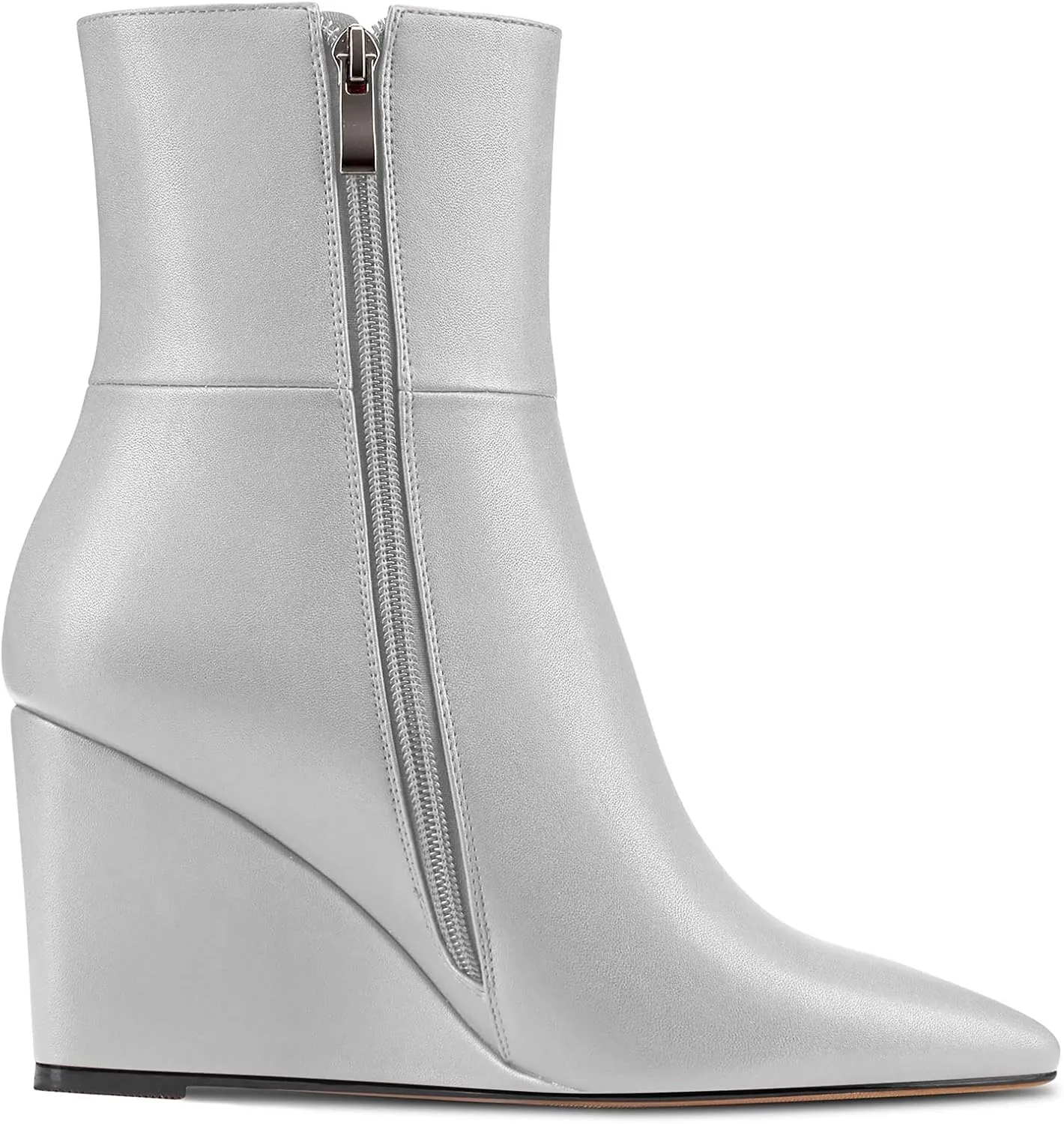 Aachcol Women Ankle Boots Short Bootie Wedge Close Pointed Toe Chunky Block Mid Heel Dress Shoes Matte Zipper 2 Inch