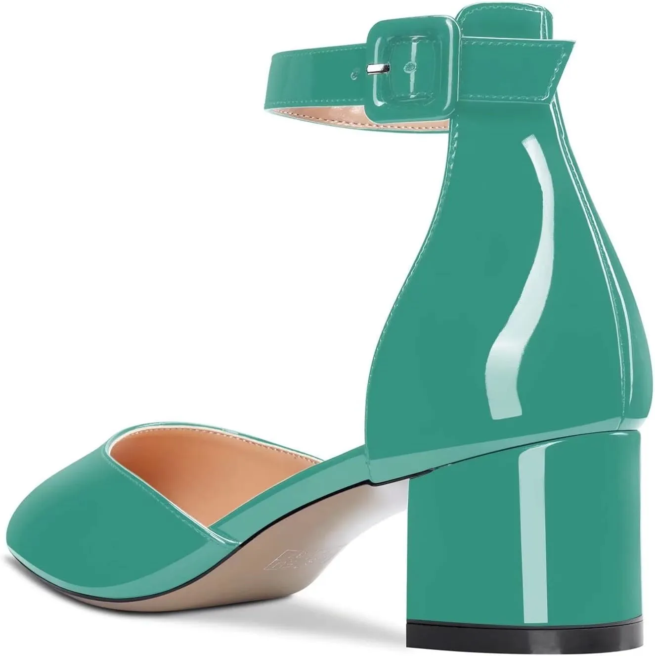 Aachcol Women Ankle Strap Pumps Close Pointed Toe D'Orsay Two-Piece Chunky Block Mid Heel Shoes 2 Inches