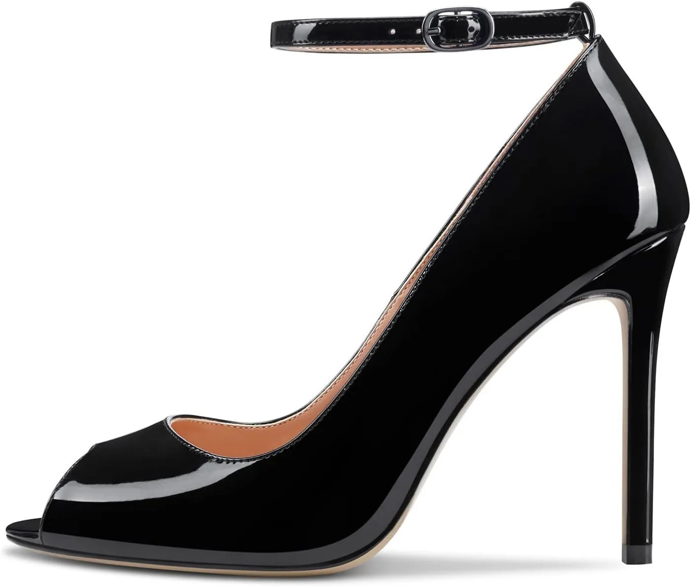 Aachcol Women Ankle Strap Pumps Stiletto High Heel Peep Open Round Toe 4 Inches