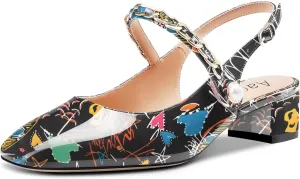 Aachcol Women Chunky Block Mid Low Heel Pumps Mary Jane Ankle Strap Square Toe Slingback Dress Shoes Party Wedding Patent 2 Inch
