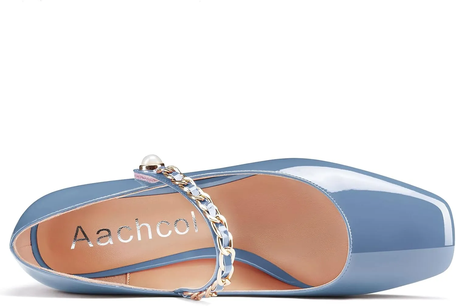 Aachcol Women Chunky Block Mid Low Heel Pumps Mary Jane Slip-on Square Toe Dress Shoes Office Party Wedding Patent 2 Inch