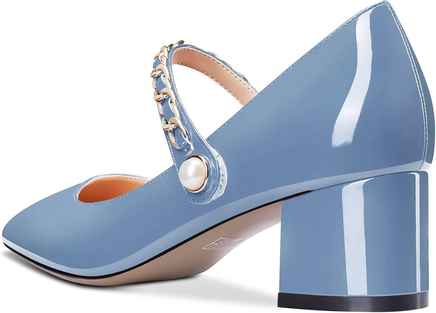 Aachcol Women Chunky Block Mid Low Heel Pumps Mary Jane Slip-on Square Toe Dress Shoes Office Party Wedding Patent 2 Inch