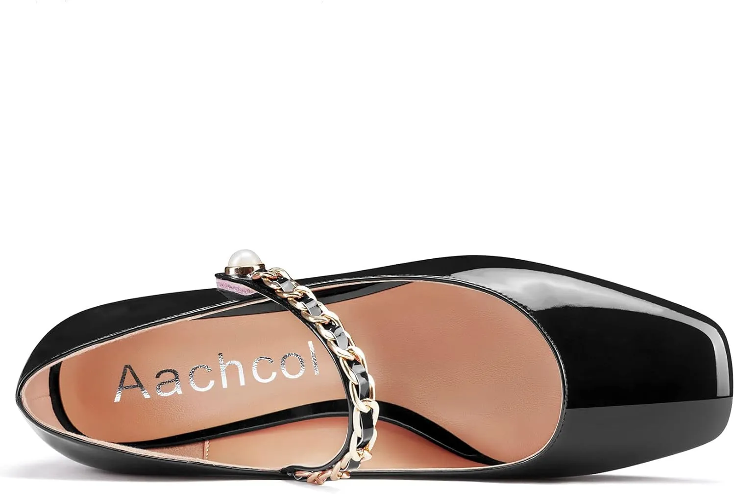 Aachcol Women Chunky Block Mid Low Heel Pumps Mary Jane Slip-on Square Toe Dress Shoes Office Party Wedding Patent 2 Inch