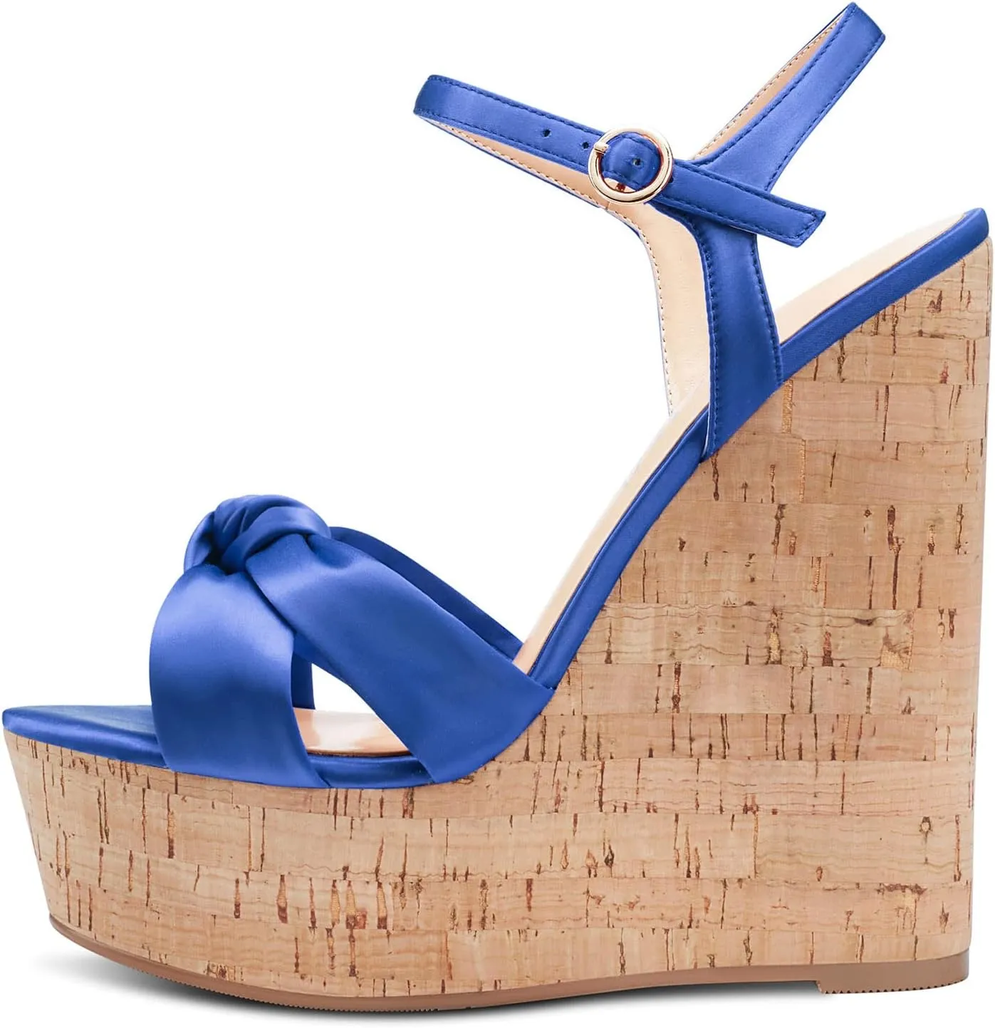 Aachcol Women Cork Wedge Sandals Platform High Heel Peep Open Toe Ankle Strap Slingback Clear Dress Shoes Classic Cute