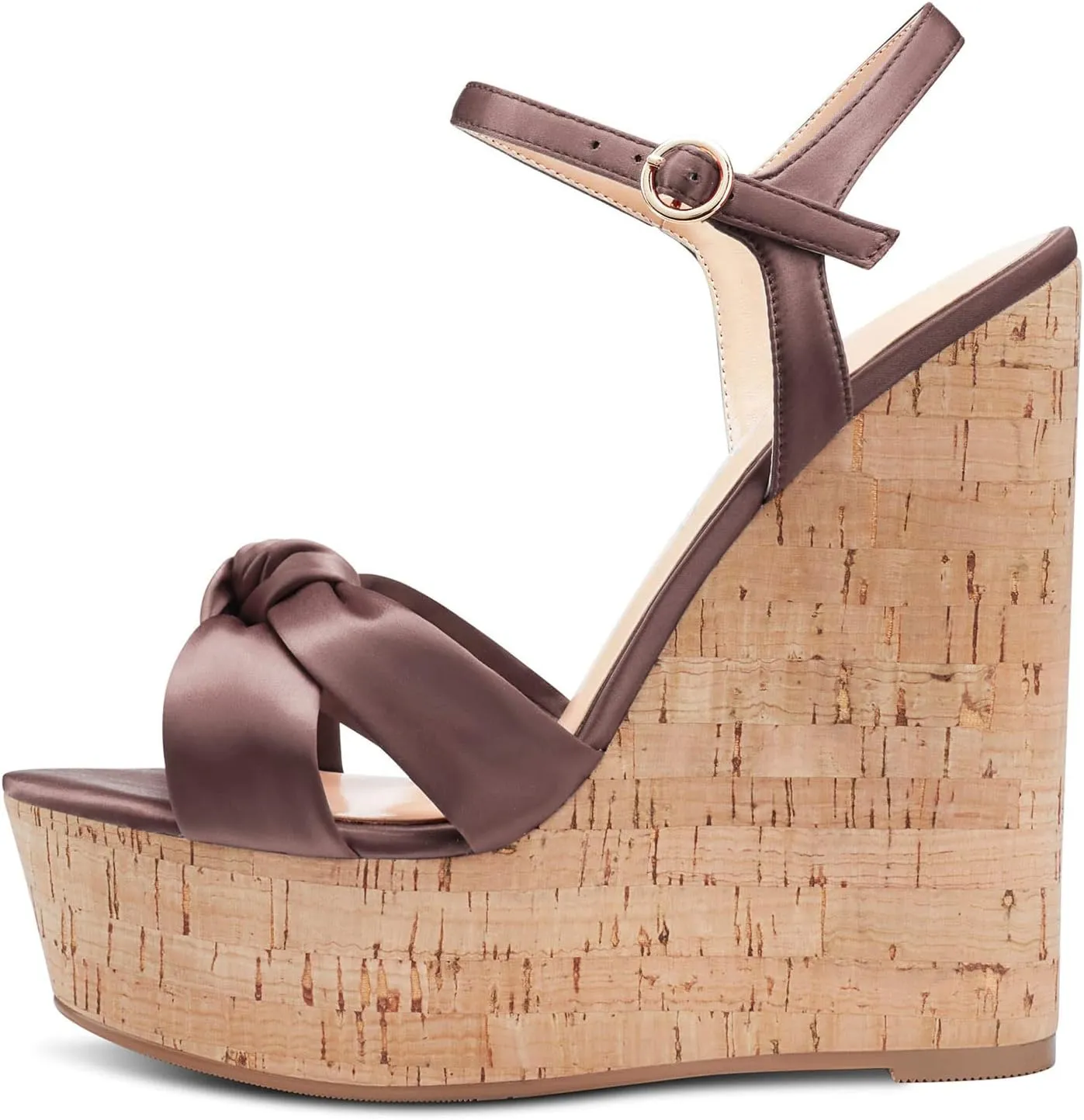 Aachcol Women Cork Wedge Sandals Platform High Heel Peep Open Toe Ankle Strap Slingback Clear Dress Shoes Classic Cute