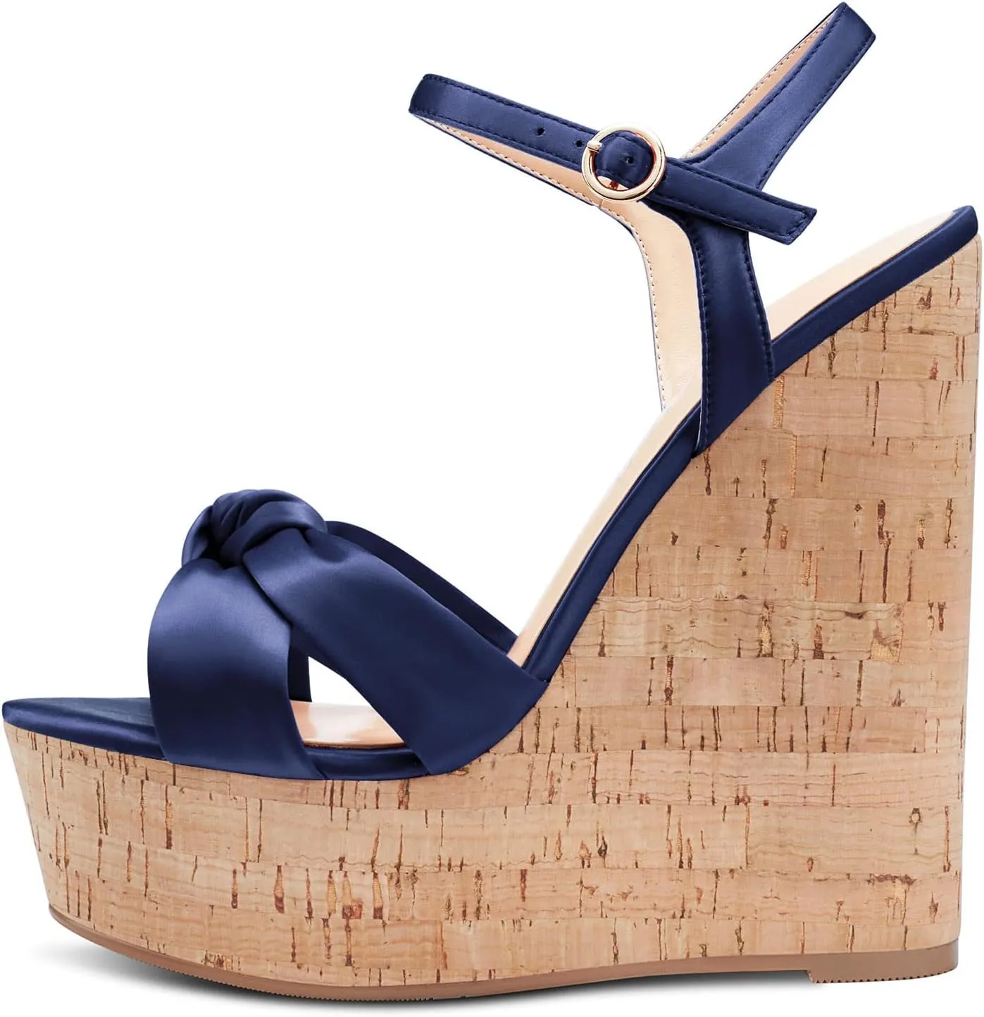 Aachcol Women Cork Wedge Sandals Platform High Heel Peep Open Toe Ankle Strap Slingback Clear Dress Shoes Classic Cute