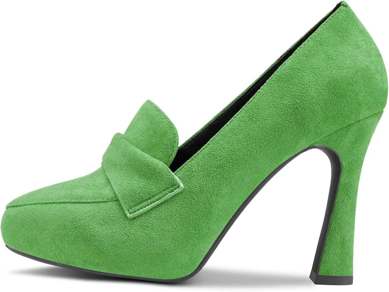 Aachcol Women Inner Platform Pumps Close Pointed Toe Slip-on Stiletto High Heel Dress Shoes Suede 4 Inch