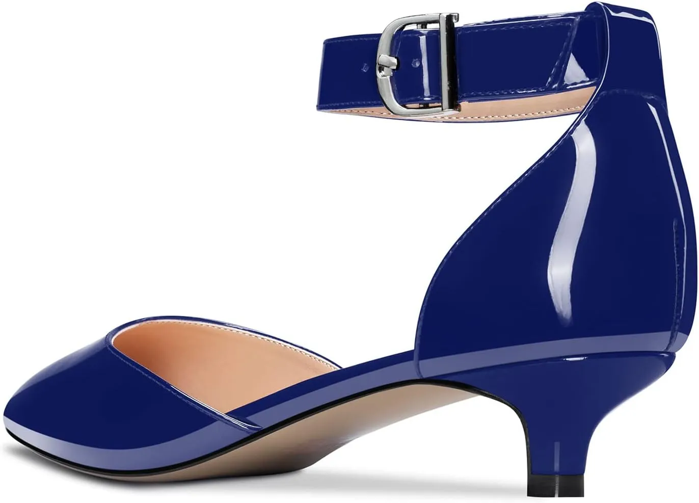 Aachcol Women Kitten Low Heel Ankle Strap Pumps Pointed Toe Sandals Dress Shoes Party Office Wedding 1.5 Inch