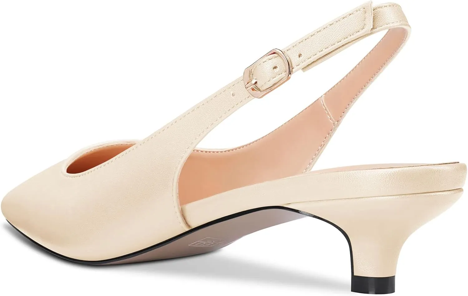 Aachcol Women Kitten Low Heel Pumps Square Toe Ankle Strap Slingback Dress Shoes Matte Office Wedding Shopping 1.5 Inch