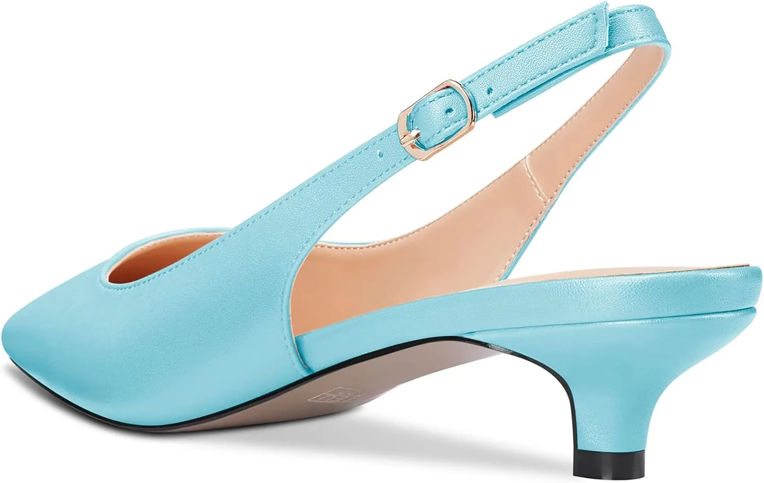 Aachcol Women Kitten Low Heel Pumps Square Toe Ankle Strap Slingback Dress Shoes Matte Office Wedding Shopping 1.5 Inch