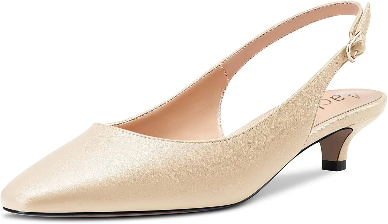 Aachcol Women Kitten Low Heel Pumps Square Toe Ankle Strap Slingback Dress Shoes Matte Office Wedding Shopping 1.5 Inch