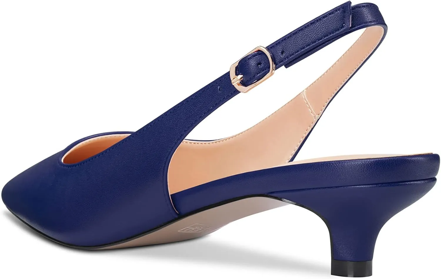 Aachcol Women Kitten Low Heel Pumps Square Toe Ankle Strap Slingback Dress Shoes Matte Office Wedding Shopping 1.5 Inch