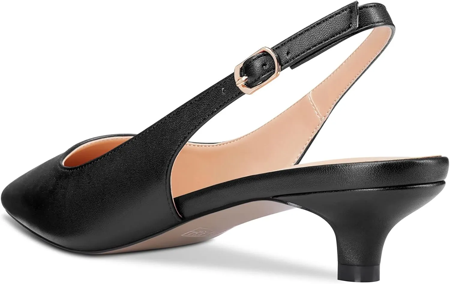 Aachcol Women Kitten Low Heel Pumps Square Toe Ankle Strap Slingback Dress Shoes Matte Office Wedding Shopping 1.5 Inch
