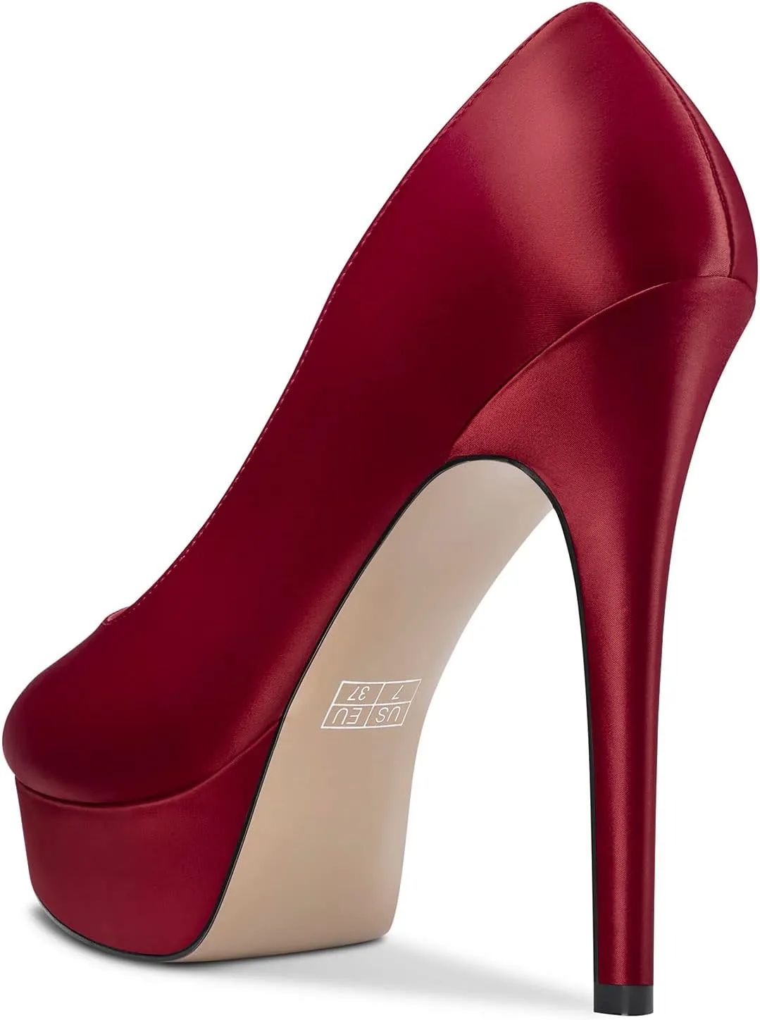 Aachcol Women Platform Pumps Peep Open Toe Slip-on Stiletto High Heel Dress Shoes Office Party Wedding Satin 5 Inch
