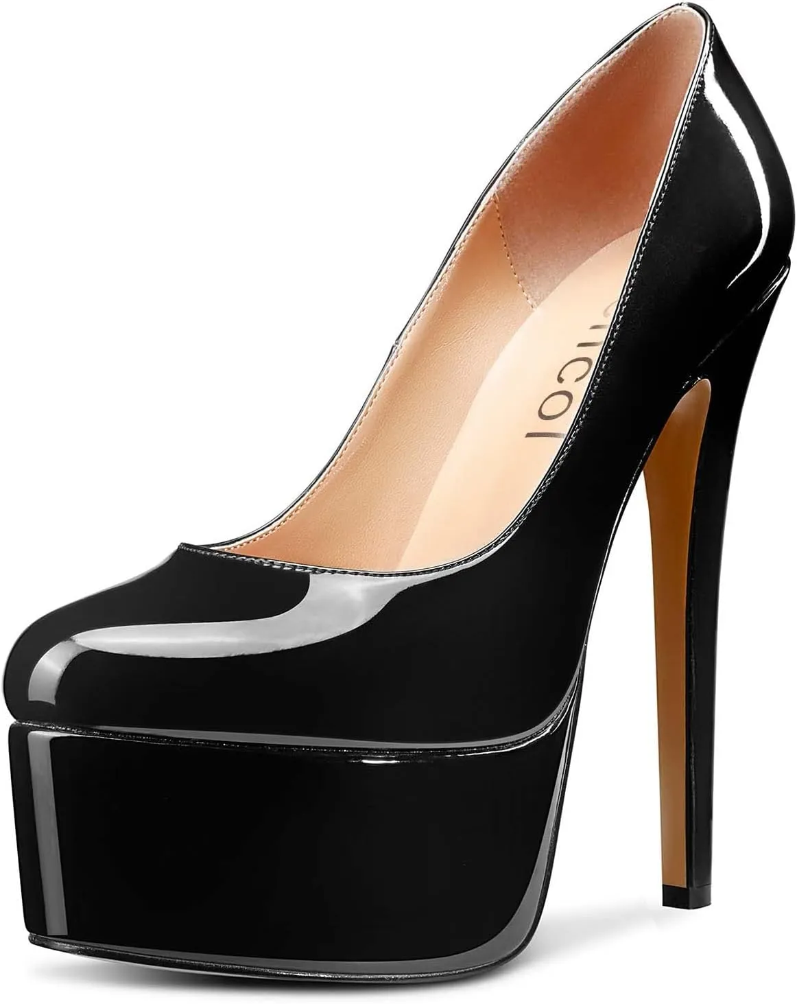 Aachcol Women Platform Pumps Stiletto High Heel Close Round Toe Slip-on Dress Shoes Classic 6 Inch