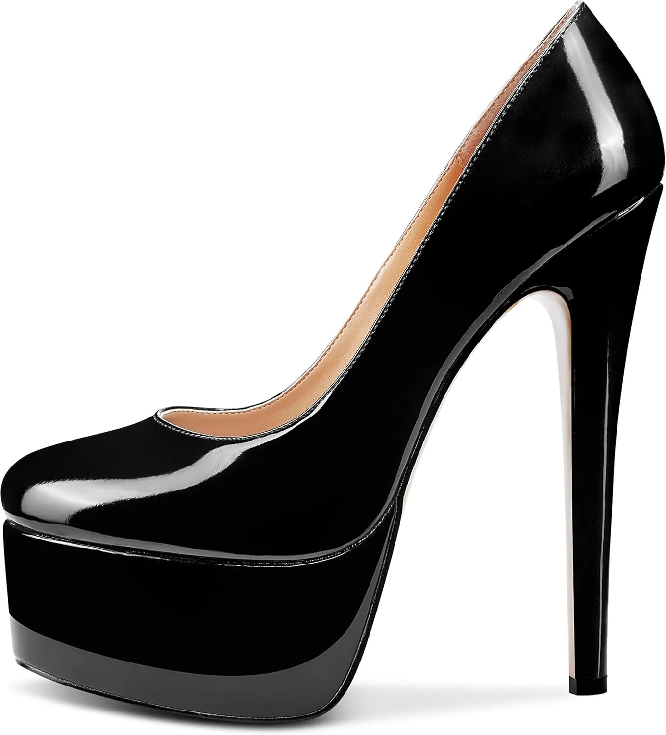 Aachcol Women Platform Pumps Stiletto High Heel Close Round Toe Slip-on Dress Shoes Classic 6 Inch