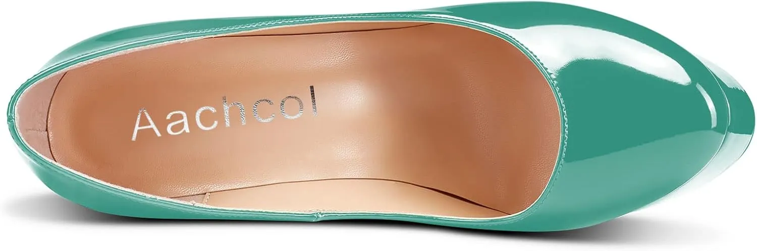 Aachcol Women Platform Pumps Stiletto High Heel Close Round Toe Slip-on Dress Shoes Classic 6 Inch