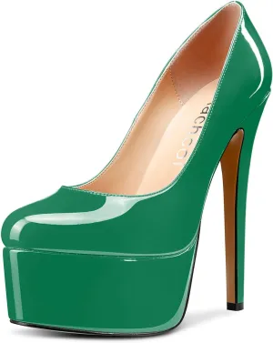 Aachcol Women Platform Pumps Stiletto High Heel Close Round Toe Slip-on Dress Shoes Classic 6 Inch
