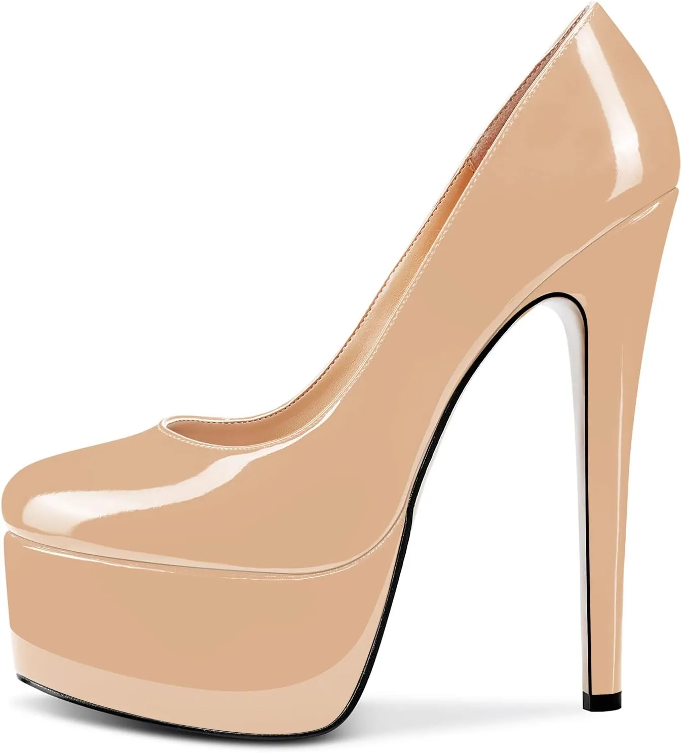 Aachcol Women Platform Pumps Stiletto High Heel Close Round Toe Slip-on Dress Shoes Classic 6 Inch