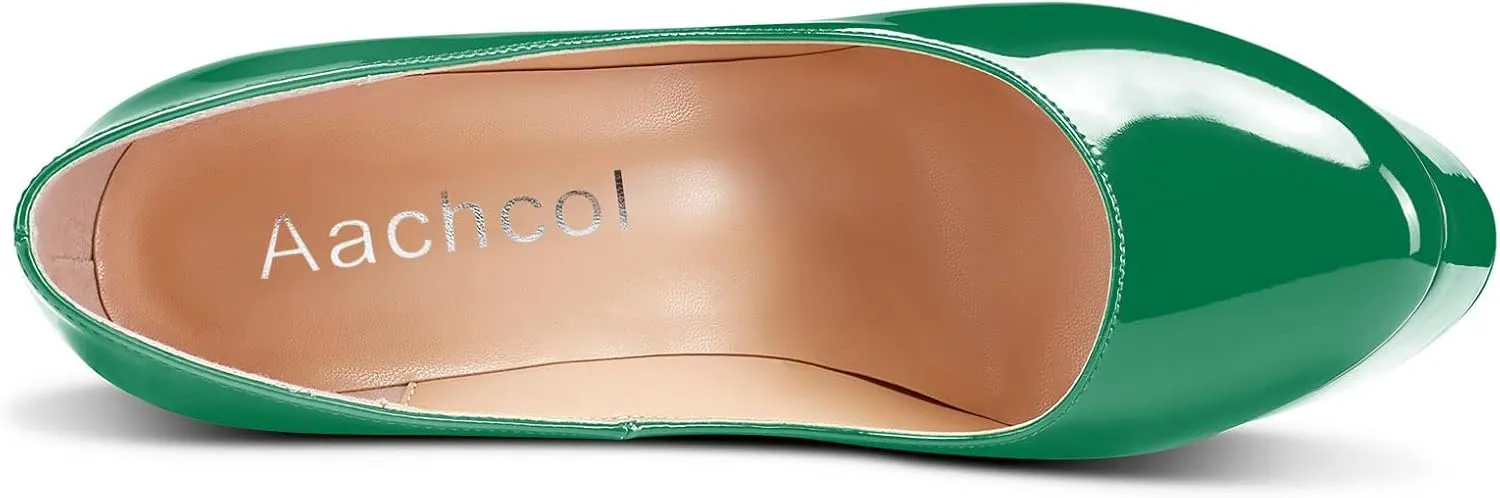Aachcol Women Platform Pumps Stiletto High Heel Close Round Toe Slip-on Dress Shoes Classic 6 Inch
