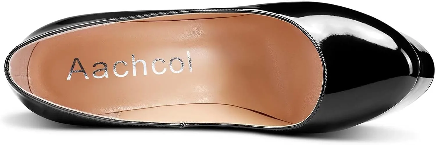 Aachcol Women Platform Pumps Stiletto High Heel Close Round Toe Slip-on Dress Shoes Classic 6 Inch