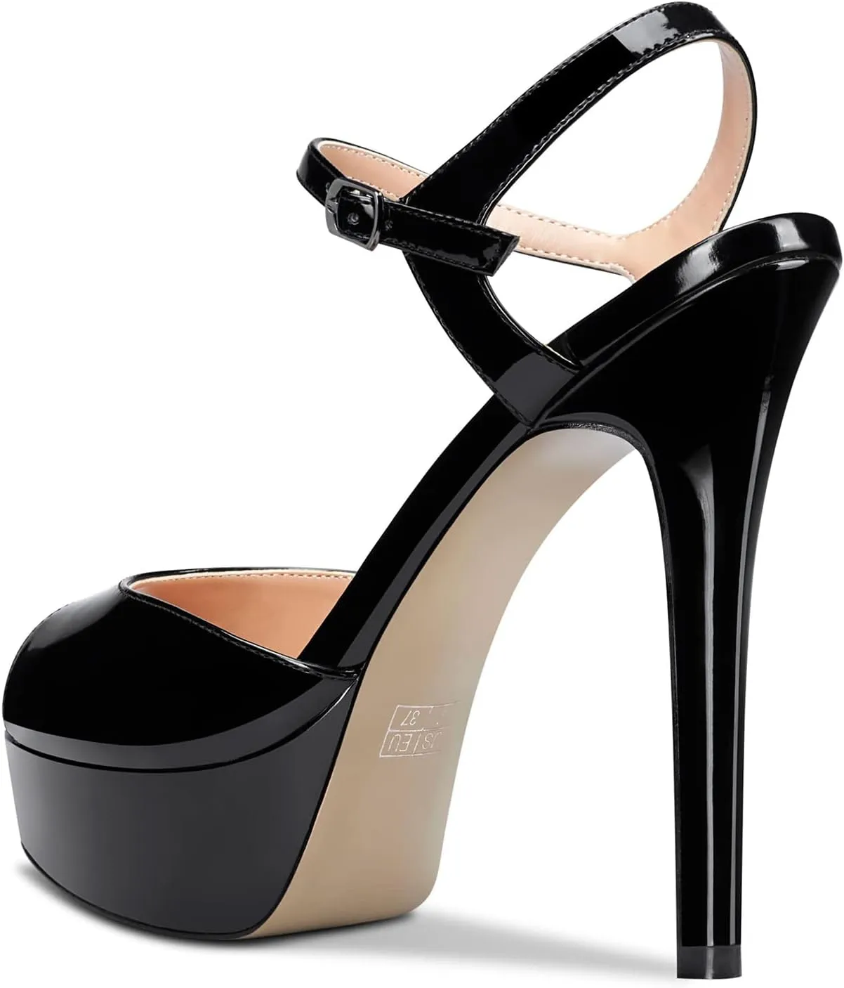 Aachcol Women Platform Sandals Ankle Strap Peep Open Toe Stiletto High Heel Slingback Dress Shoes 5 Inches