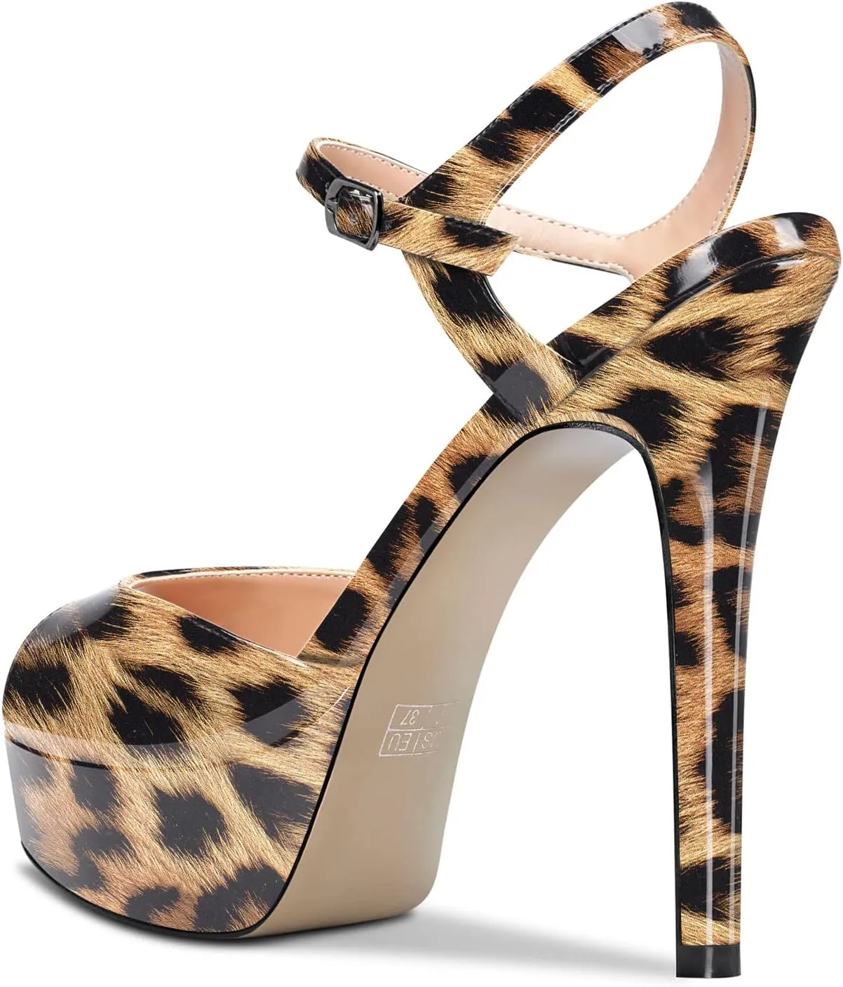 Aachcol Women Platform Sandals Ankle Strap Peep Open Toe Stiletto High Heel Slingback Dress Shoes 5 Inches
