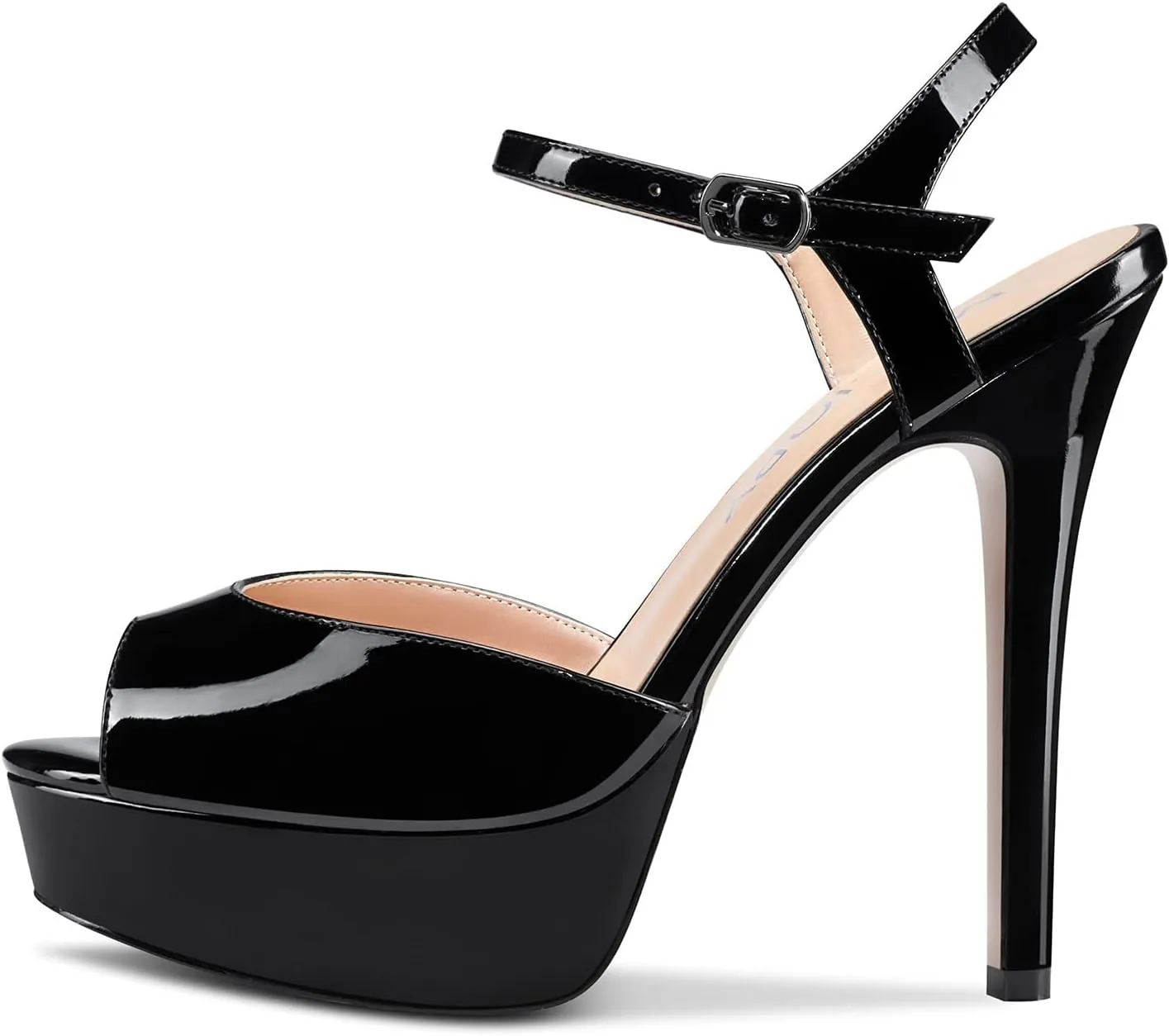 Aachcol Women Platform Sandals Ankle Strap Peep Open Toe Stiletto High Heel Slingback Dress Shoes 5 Inches