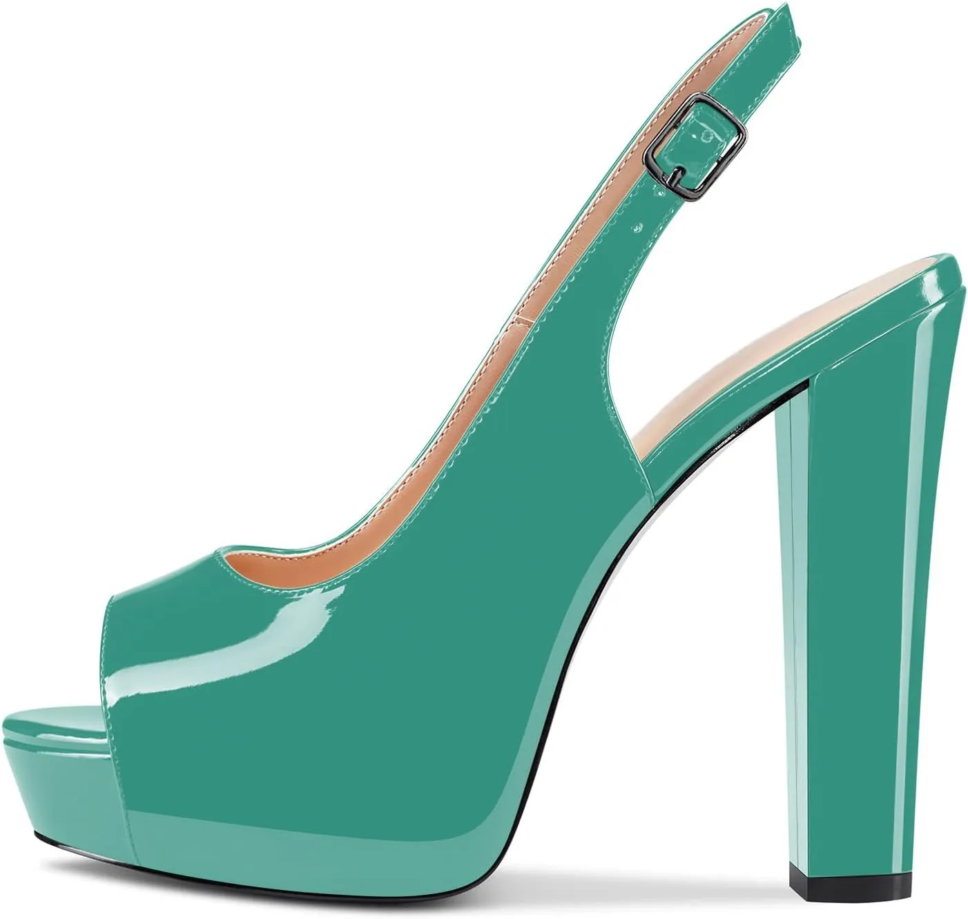 Aachcol Women Platform Sandals Chunky Block High Heel Slingback Peep Open Toe Ankle Strap Dress Shoes 5 Inch
