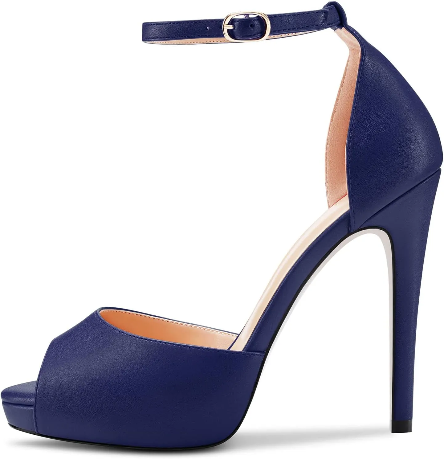 Aachcol Women Platform Sandals Peep Open Toe Ankle Strap Stiletto High Heel Dress Shoes Pumps Wedding Matte 5 Inch
