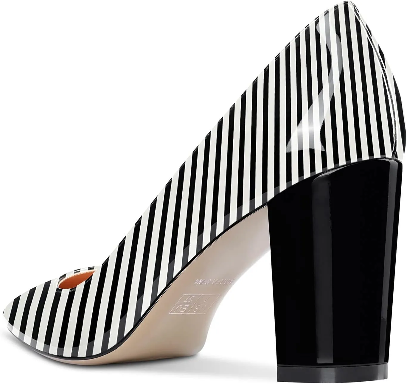 Aachcol Women Pumps Pointed Toe Slip on Mid Heel Dress Office Chunky Block Heels Shoes 3 Inches